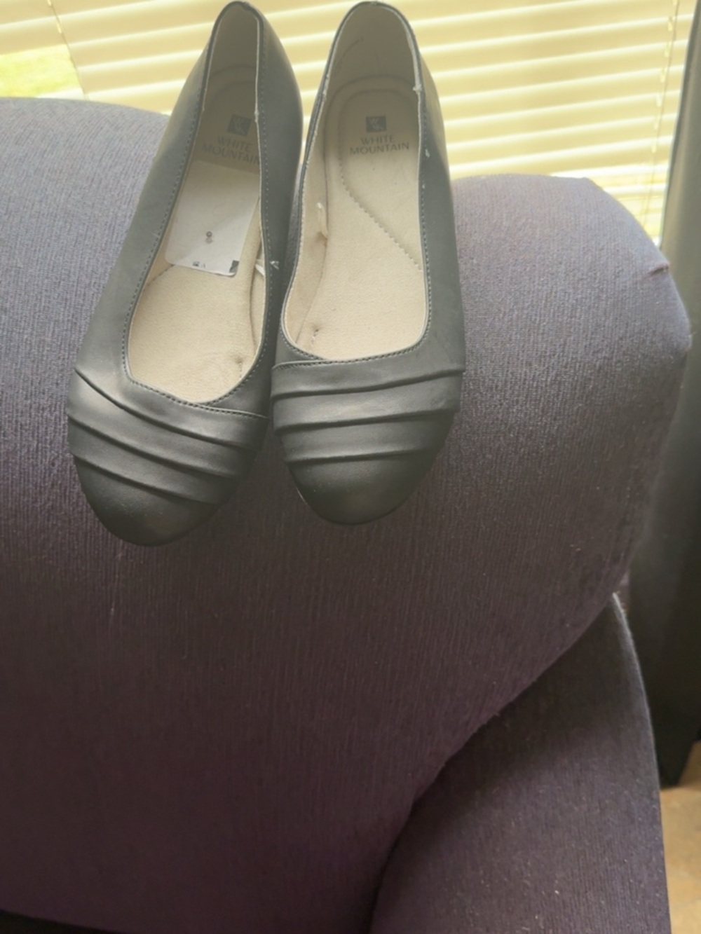 White Mountain Black Folded-Toe Ballet Flats